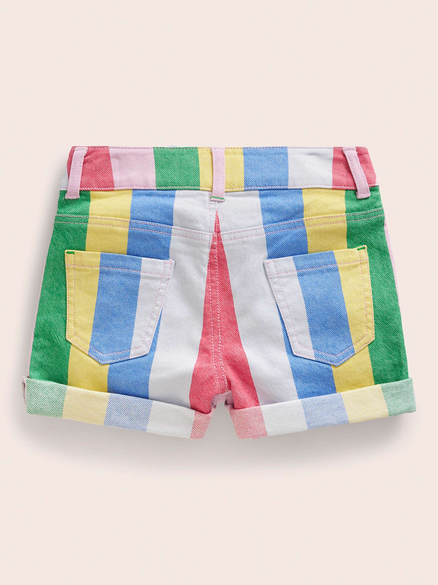 Buy Mini Boden Kids' Rainbow Stripe Denim Shorts, Multi Online at johnlewis.com