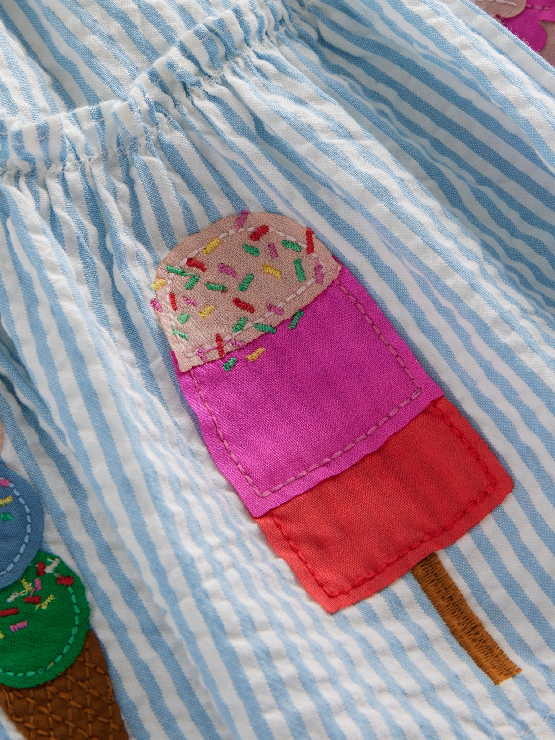 Mini Boden Kids' Ice Cream Applique Stripe Skirt, Blue/Multi, 6-7Y