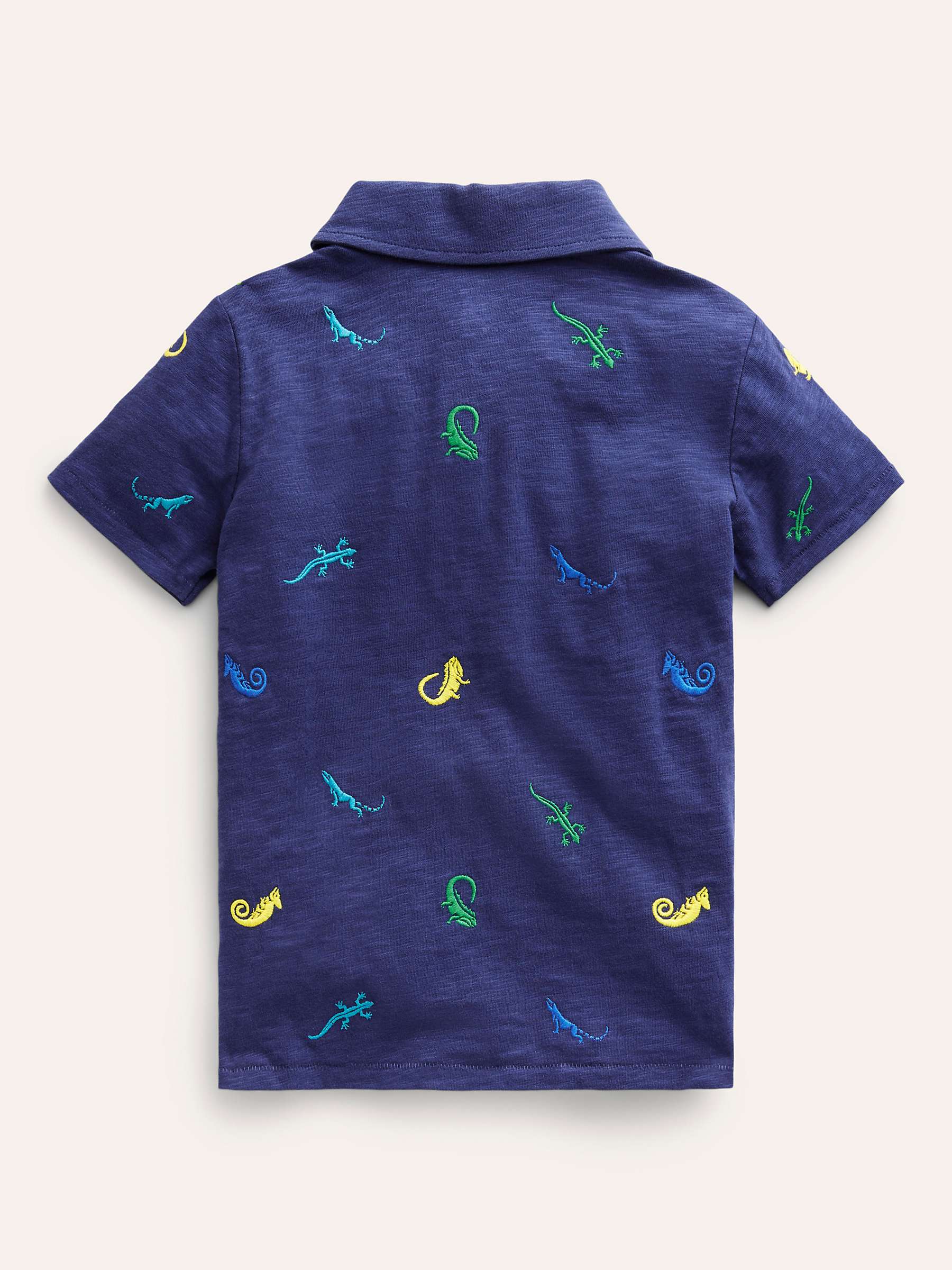 Buy Mini Boden Kids' Lizzard Embroidered Slubbed Polo Shirt, College Navy Online at johnlewis.com