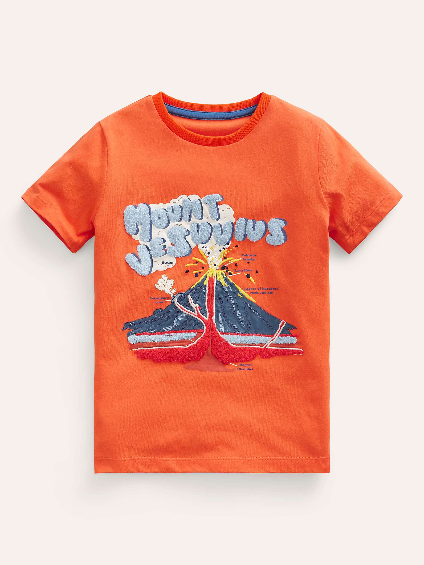 Buy Mini Boden Kids' Glow Volcano Textured Fact T-Shirt, Opal Orange Online at johnlewis.com