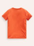 Mini Boden Kids' Glow Volcano Textured Fact T-Shirt, Opal Orange