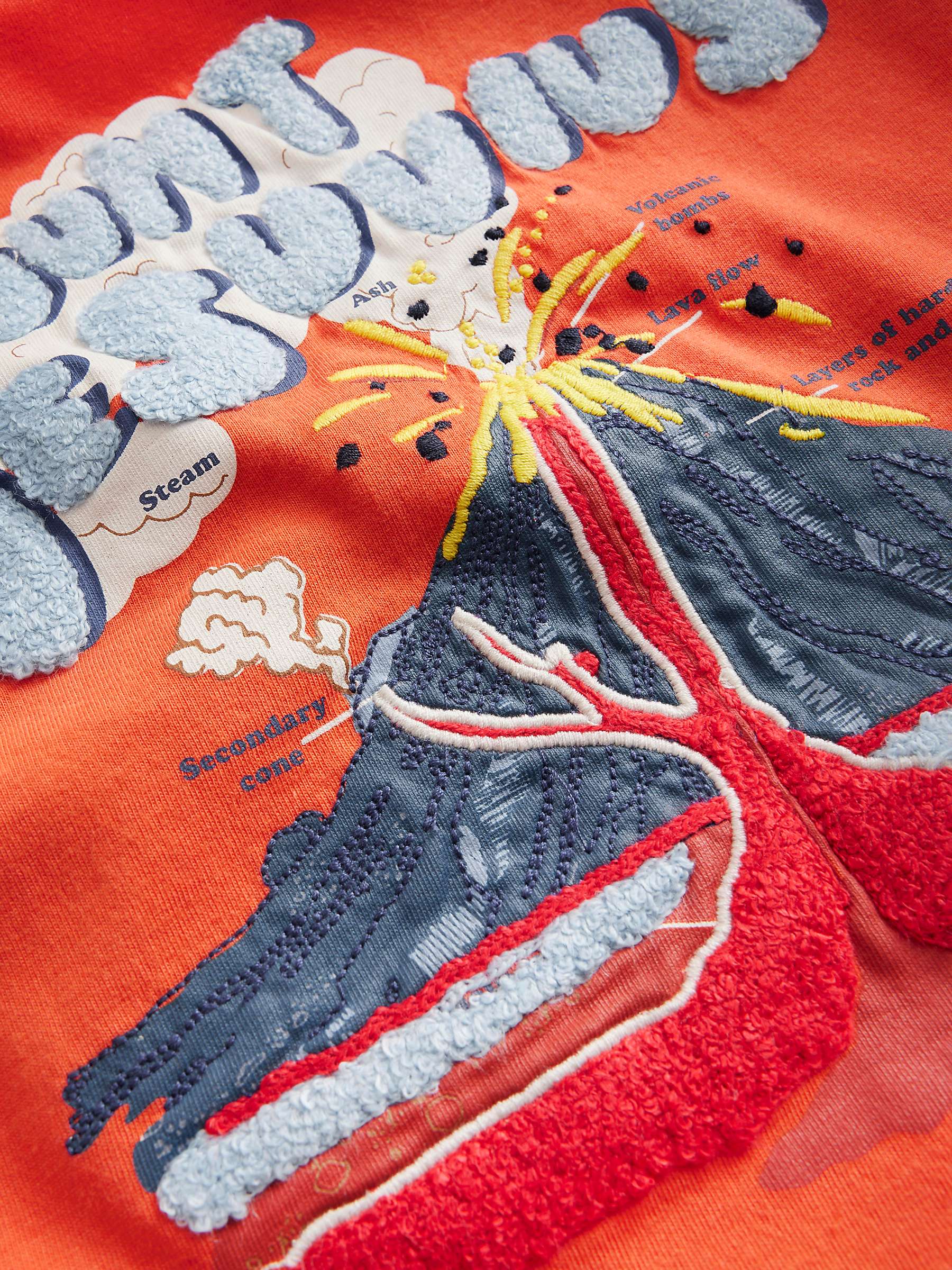 Buy Mini Boden Kids' Glow Volcano Textured Fact T-Shirt, Opal Orange Online at johnlewis.com