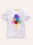 Mini Boden Kids' Ice Cream Print T-Shirt, White/Multi