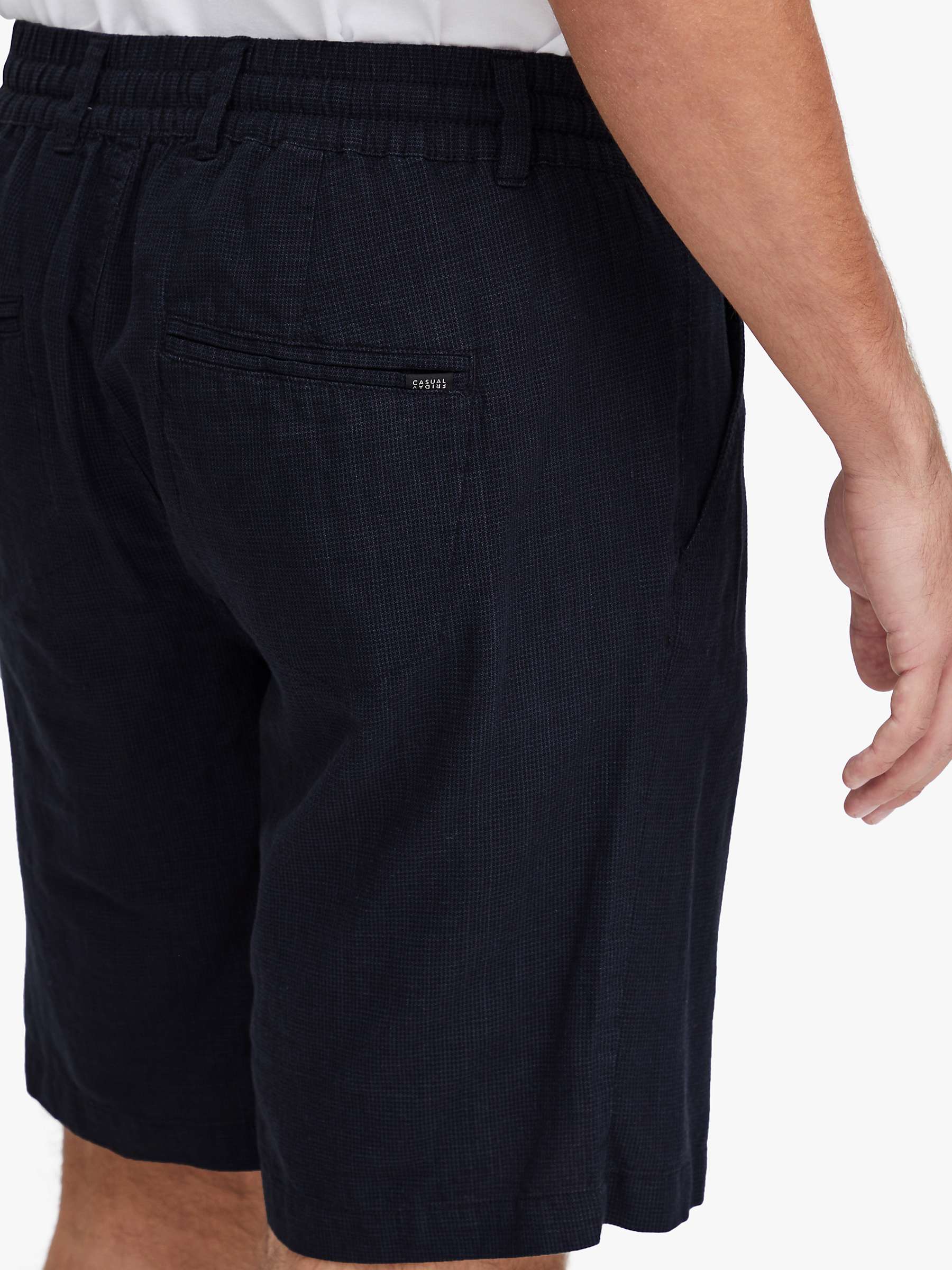 Buy Casual Friday Rand Houndstooth Linen Mix Shorts, Dark Navy Online at johnlewis.com