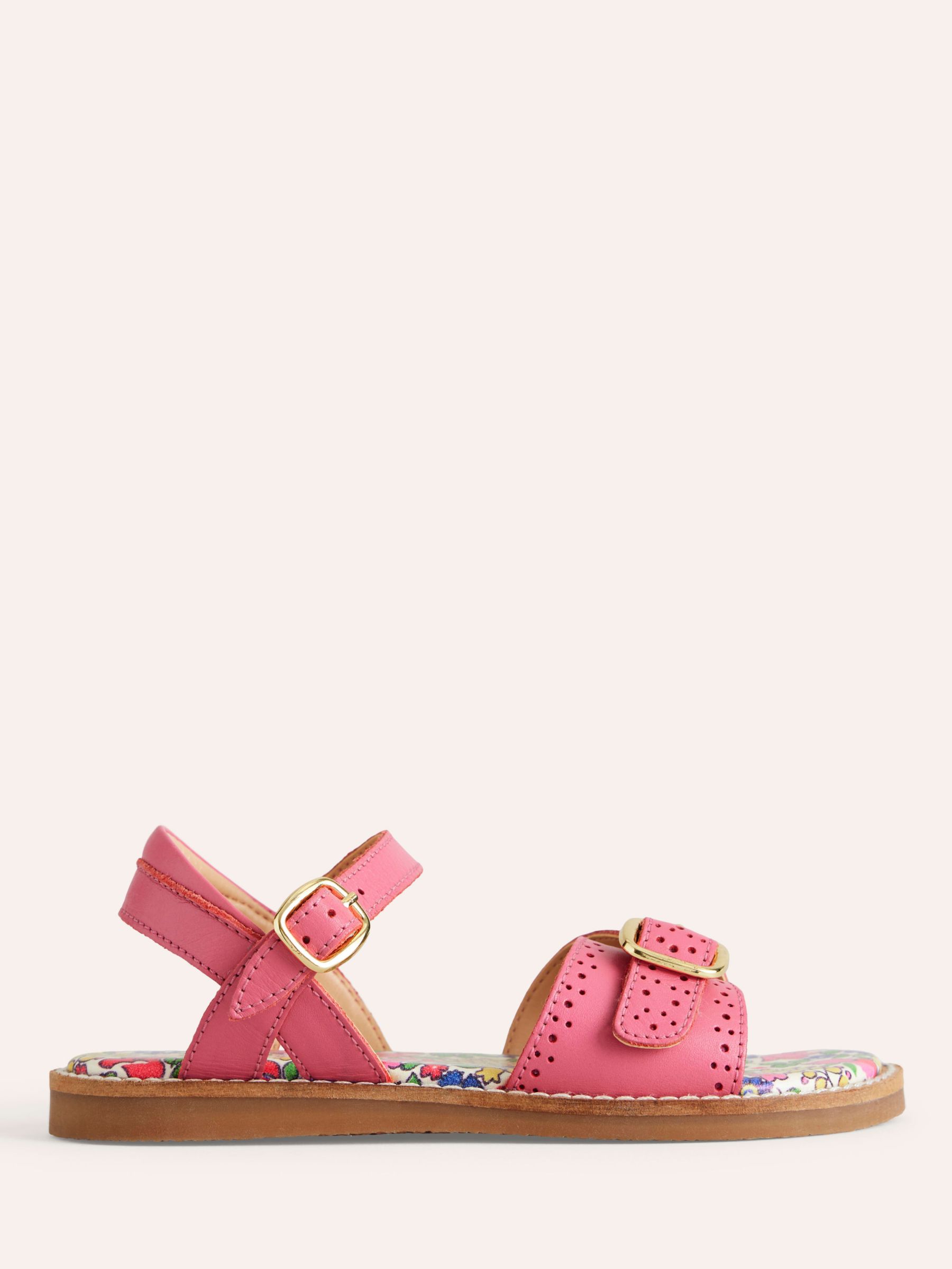Mini Boden Kids' Leather Buckle Sandals, Pink, 2.5