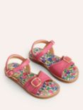 Mini Boden Kids' Leather Buckle Sandals, Pink