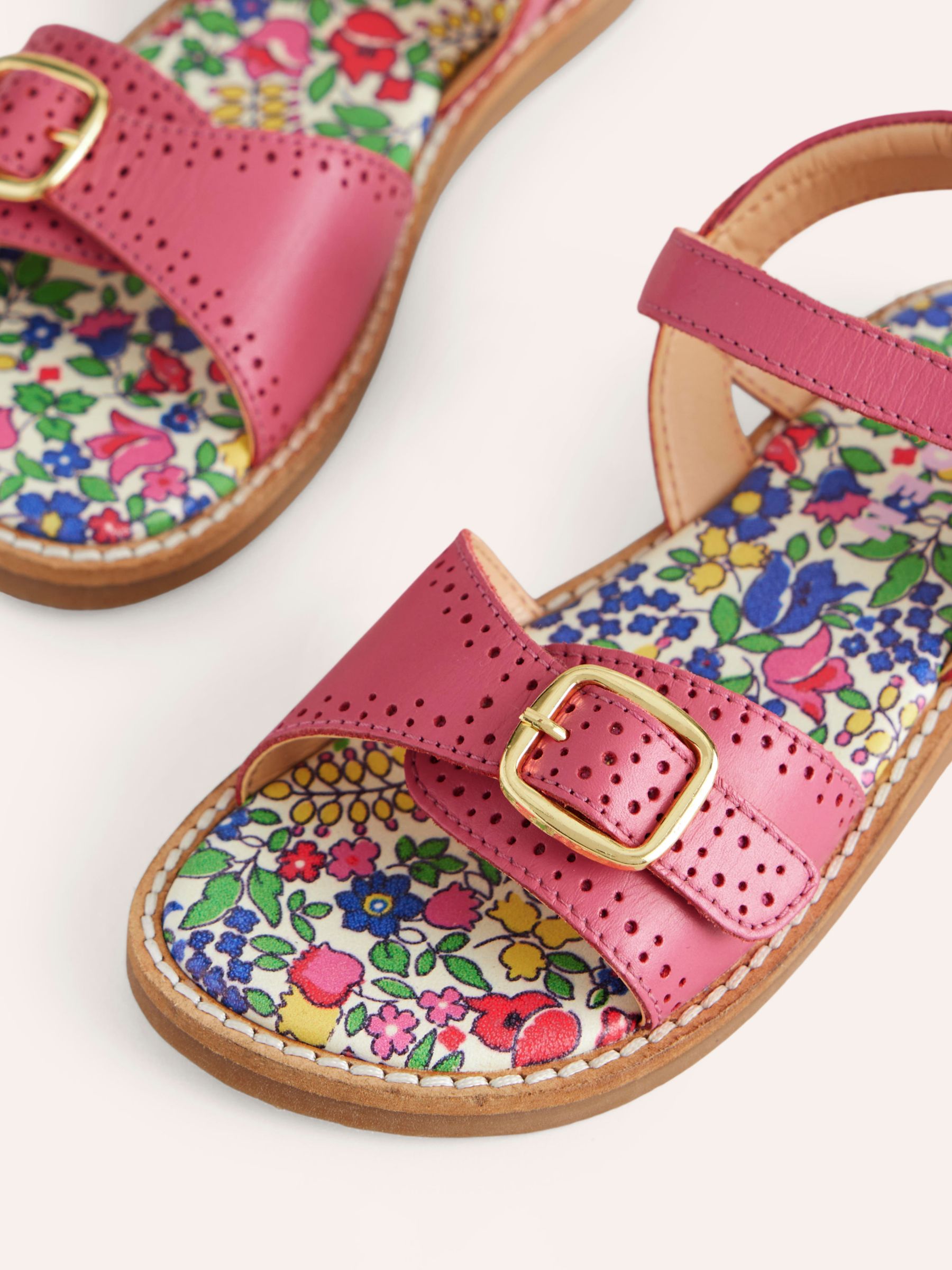 Buy Mini Boden Kids' Leather Buckle Sandals, Pink Online at johnlewis.com