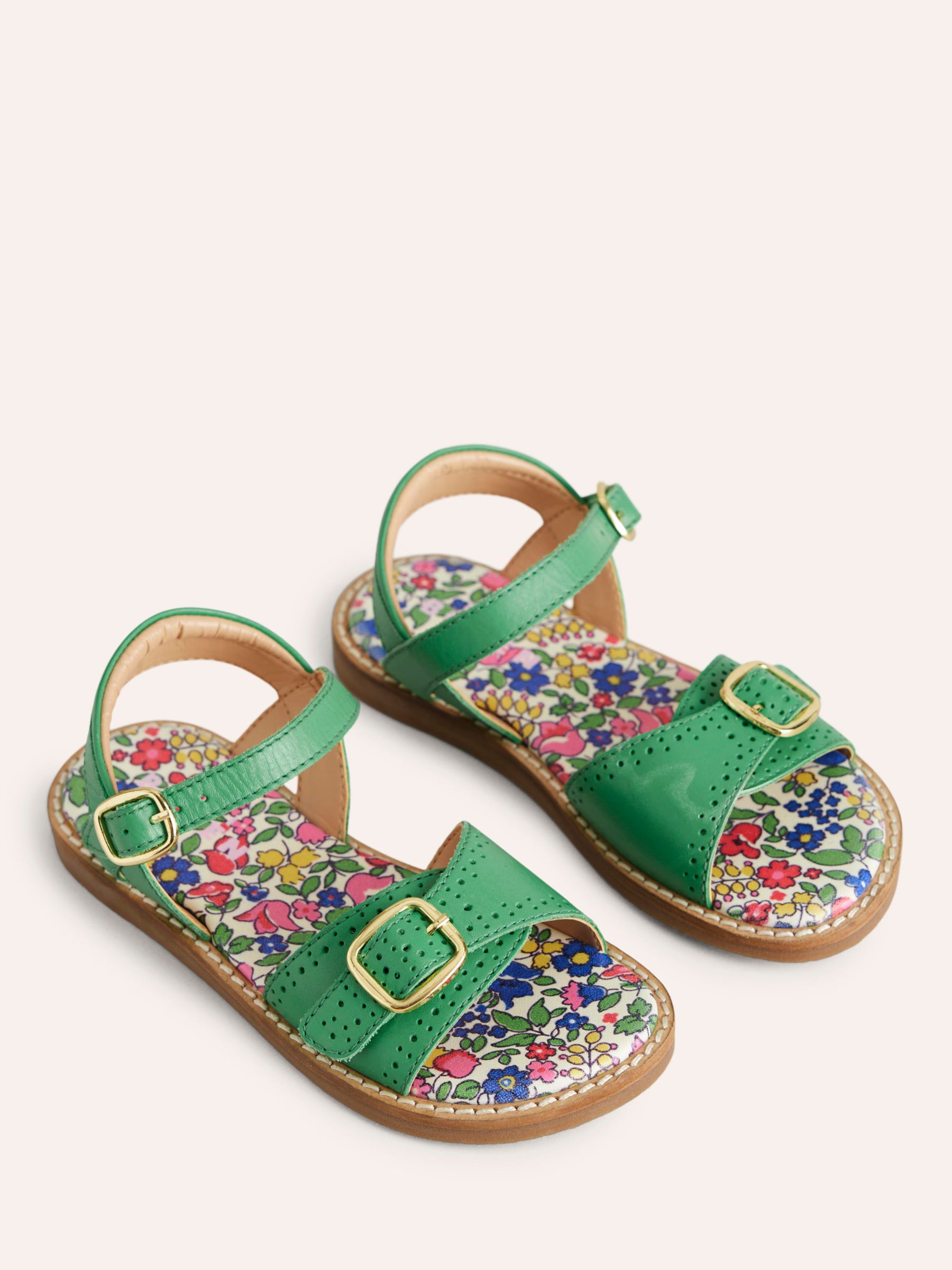 Buy Mini Boden Kids' Leather Sandals, Green Online at johnlewis.com