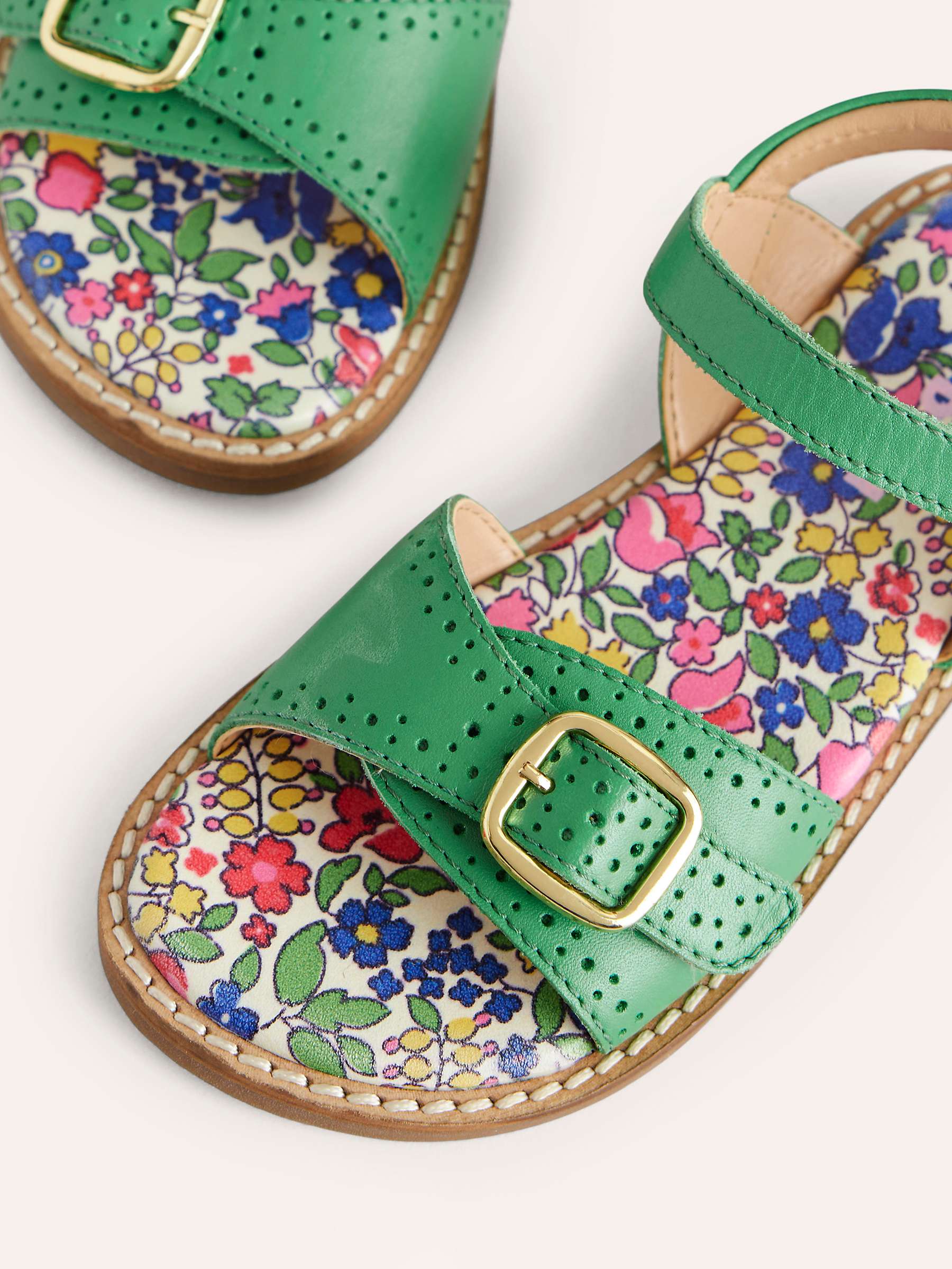 Buy Mini Boden Kids' Leather Sandals, Green Online at johnlewis.com