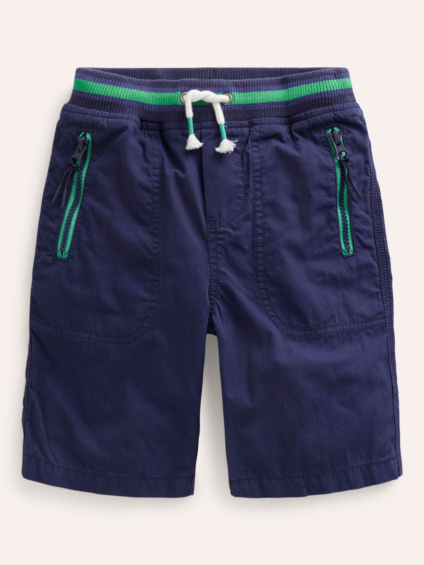 Mini Boden Kids' Adventure Drawstring Zip Pocket Shorts, College Navy