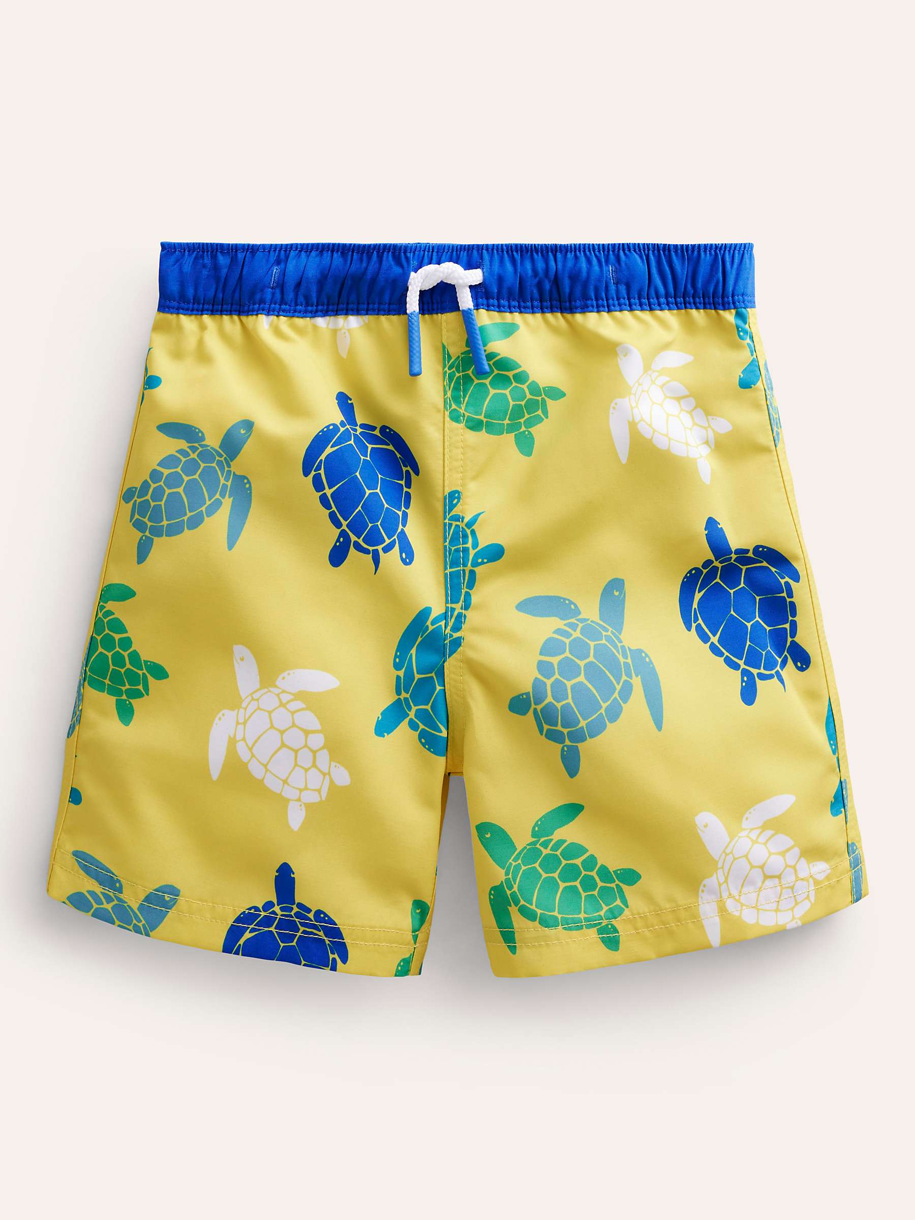 Buy Mini Boden Kids' Turtle Print Drawstring Swim Shorts, Yellow/Multi Online at johnlewis.com