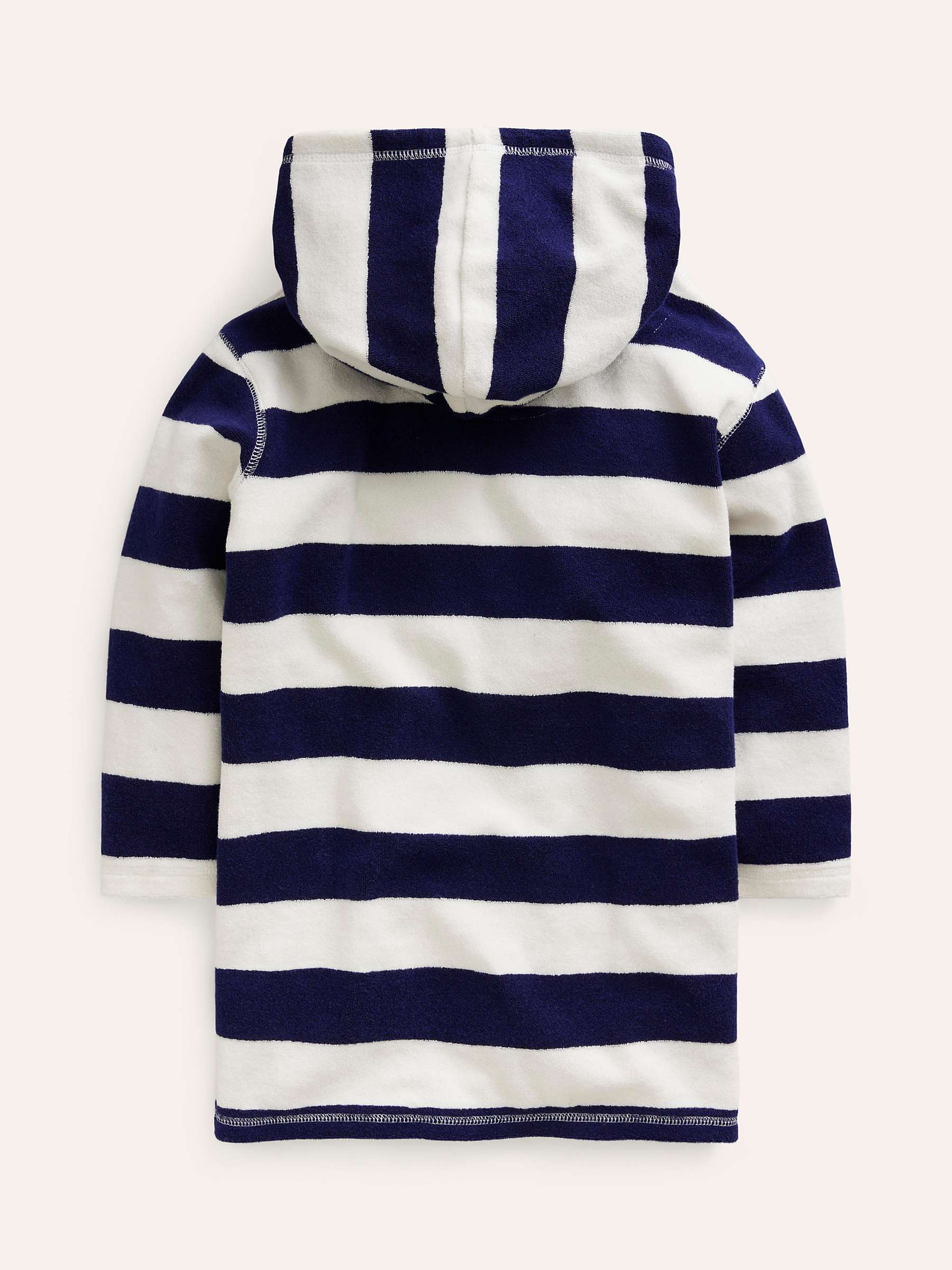Buy Mini Boden Kids' Turtle Applique Stripe Towelling Hooded Throw On, Navy/Ivory Online at johnlewis.com