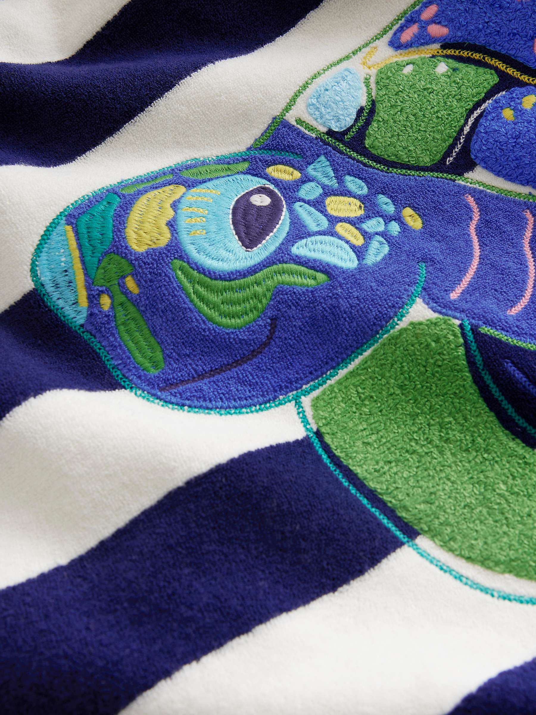 Buy Mini Boden Kids' Turtle Applique Stripe Towelling Hooded Throw On, Navy/Ivory Online at johnlewis.com