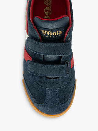 Gola Classics Kids' Harrier Suede Riptape Trainers, Navy/Deep Red/White