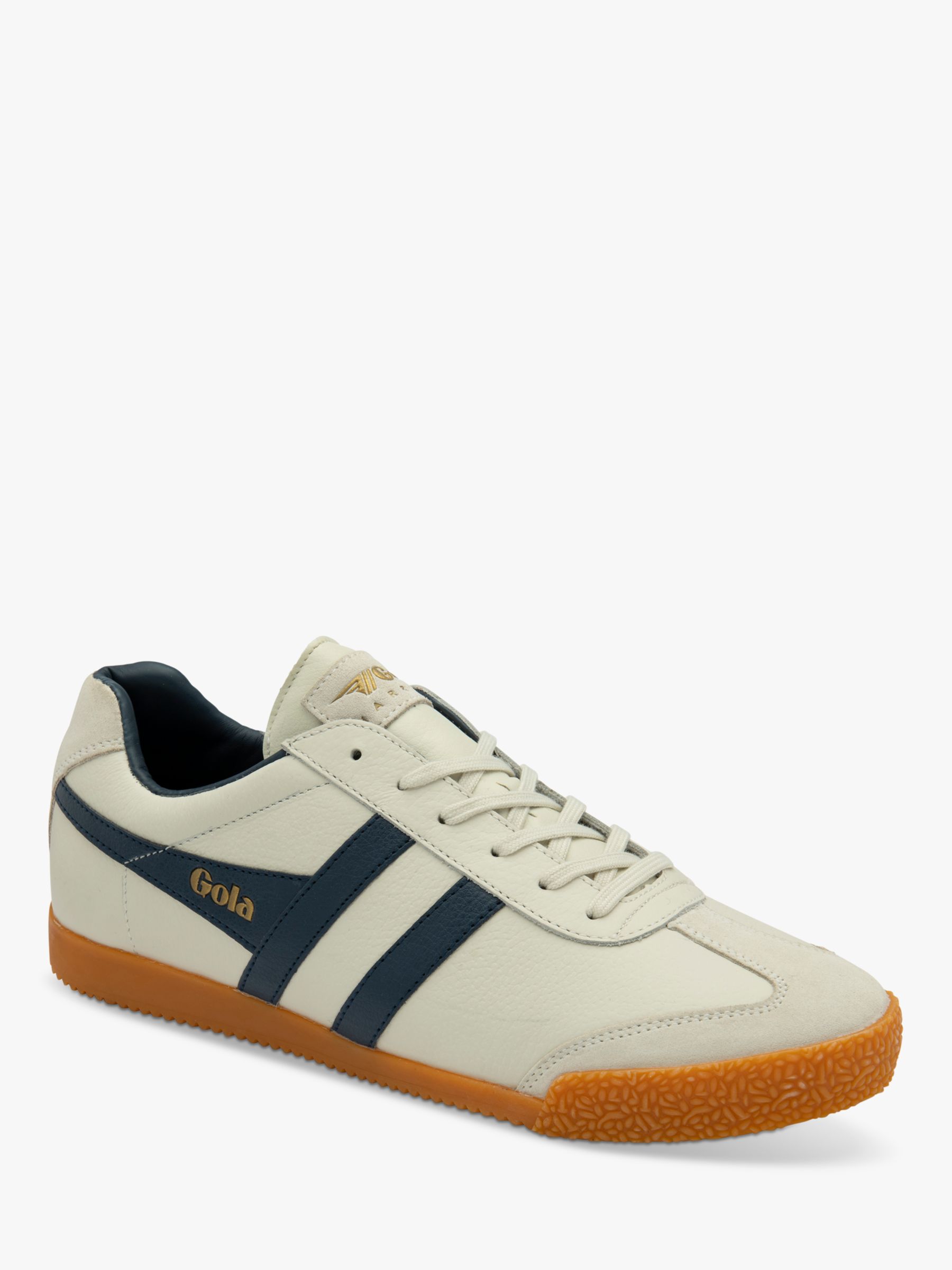 Gola Classics Harrier Leather Lace Up Trainers, Off White/Navy, 12