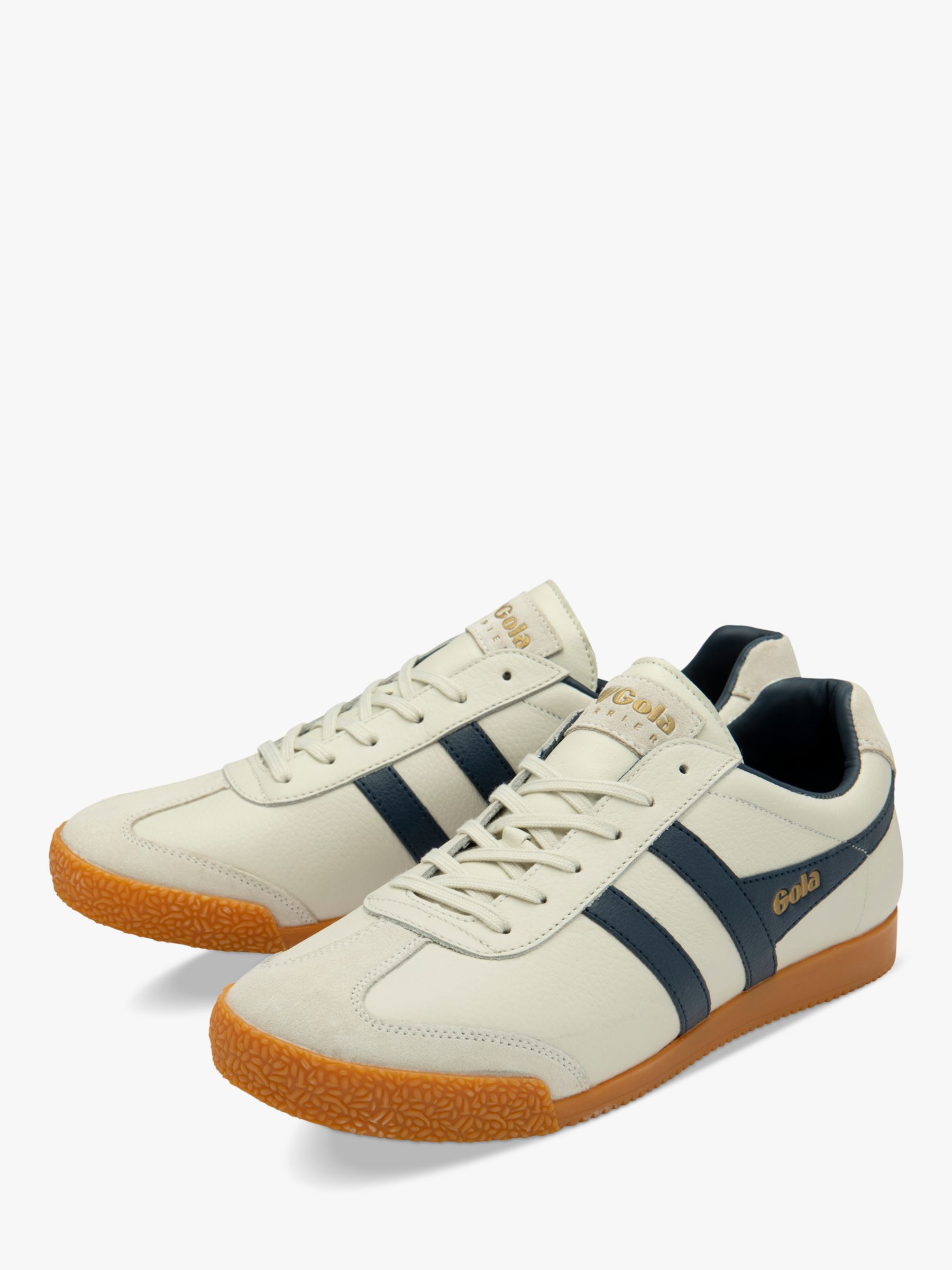 Gola Classics Harrier Leather Lace Up Trainers, Off White/Navy, 12
