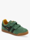 Gola Classics Kids' Harrier Suede Riptape Trainers, Evergreen/Black/Sun