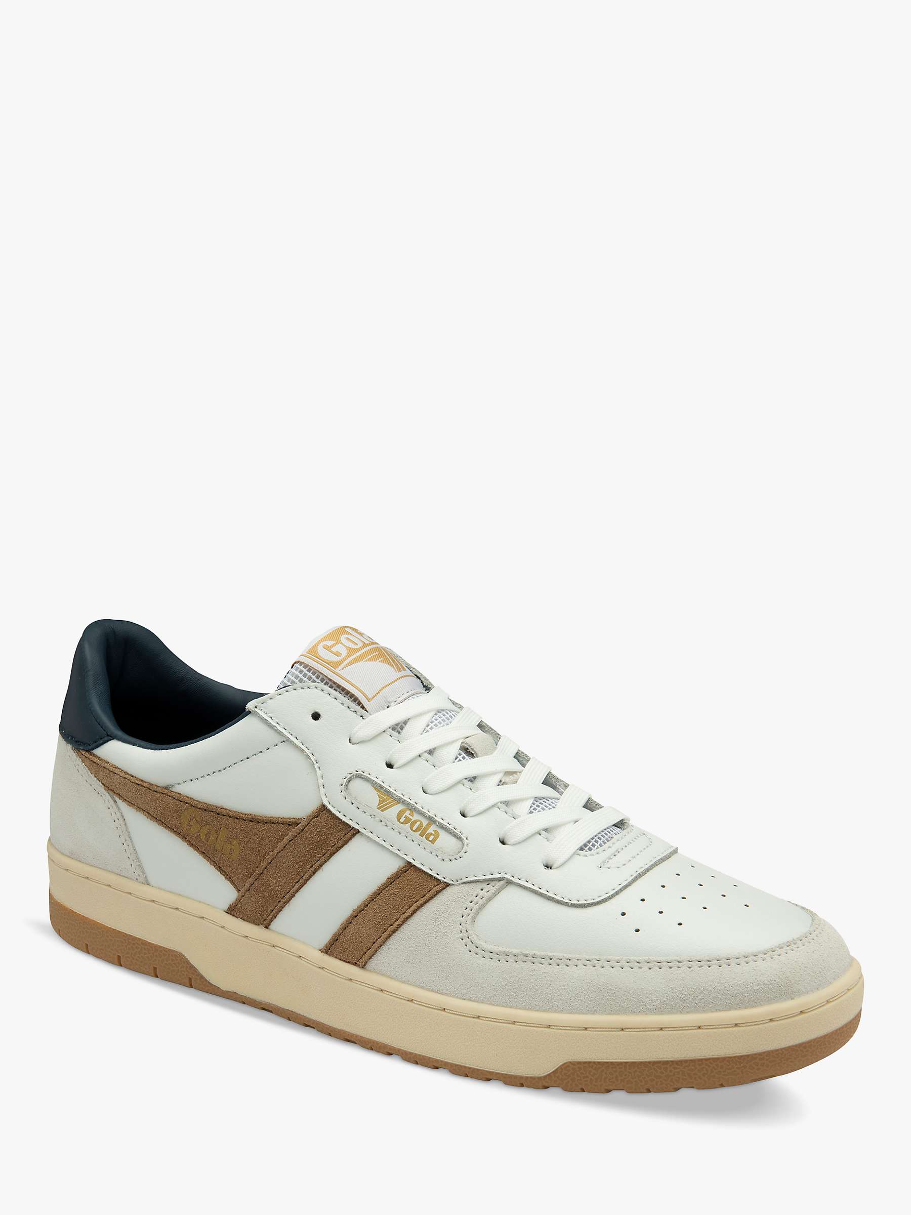 Buy Gola Classics Hawk Leather Lace Up Trainers, White/Tobacco/Navy Online at johnlewis.com