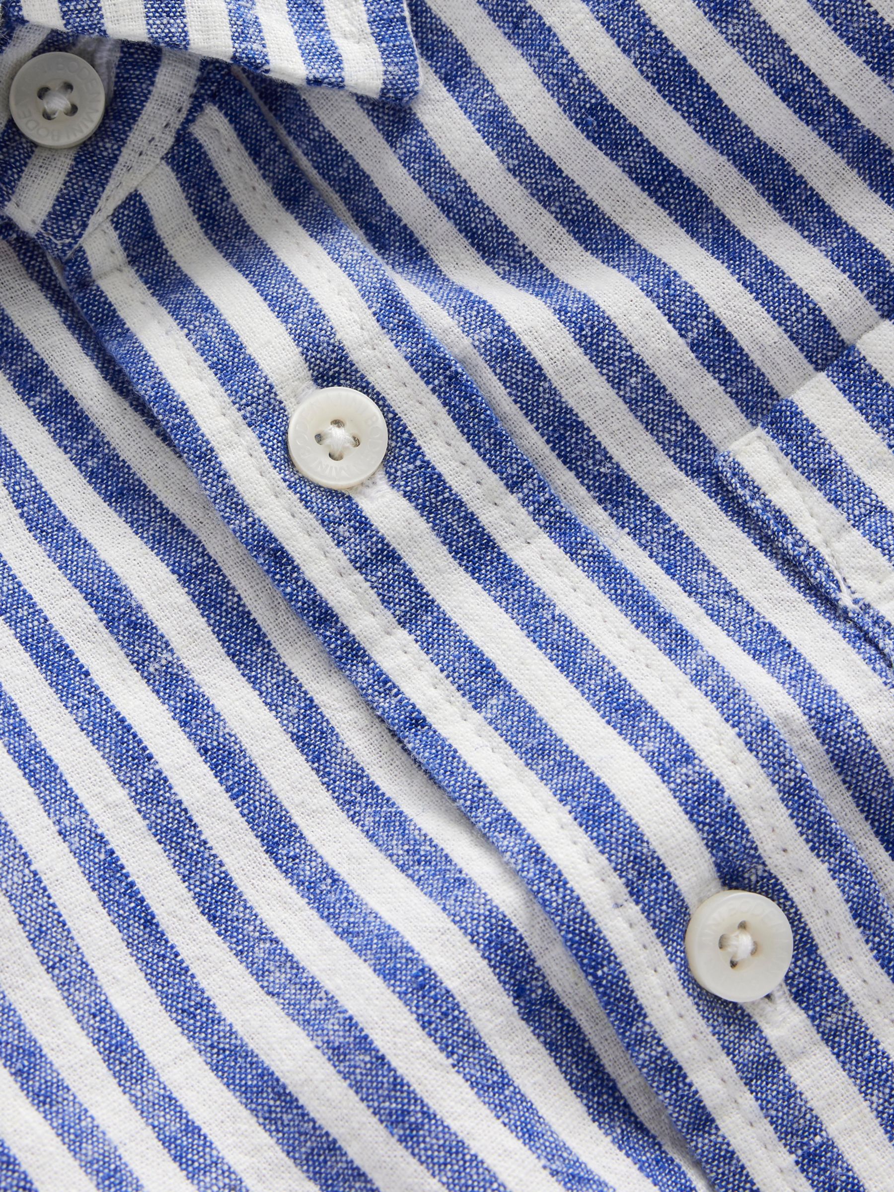 Buy Mini Boden Kids' Stripe Linen Blend Long Sleeve Shirt, Navy/Ivory Online at johnlewis.com