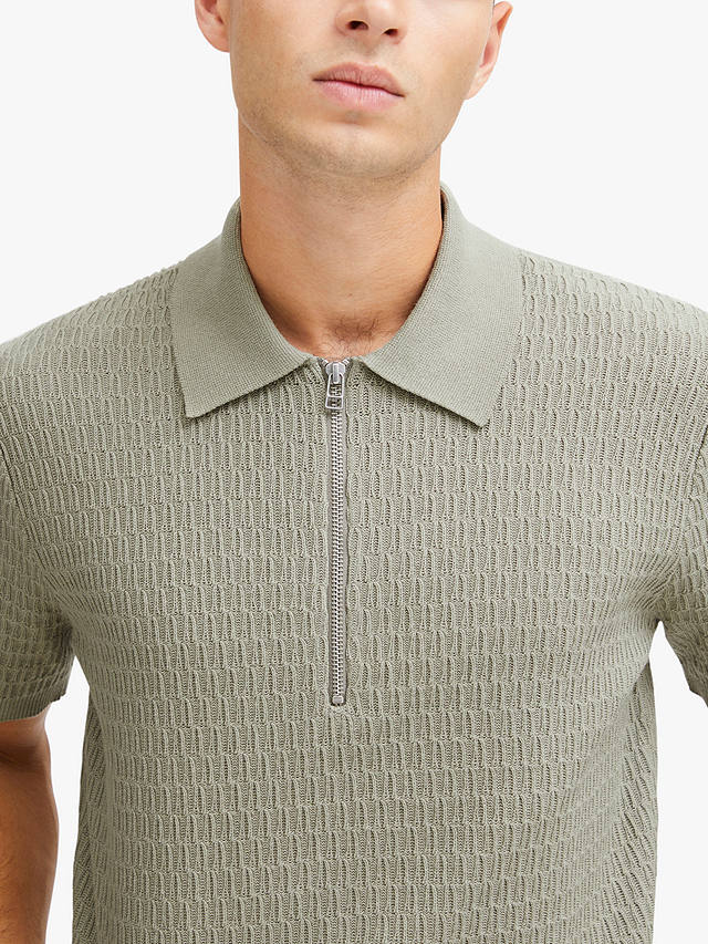 Casual Friday Karl Structured Zip Knit Polo Shirt, Vetiver