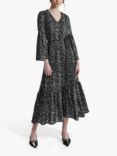 James Lakeland Python Print Belted Midi Dress, Black/Beige