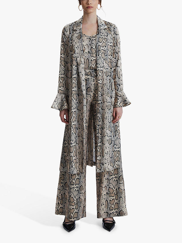 James Lakeland Python Print Wrap Shirt Midi Dress, Beige/Brown