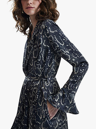 James Lakeland Python Print Wrap Shirt Dress, Black/Beige