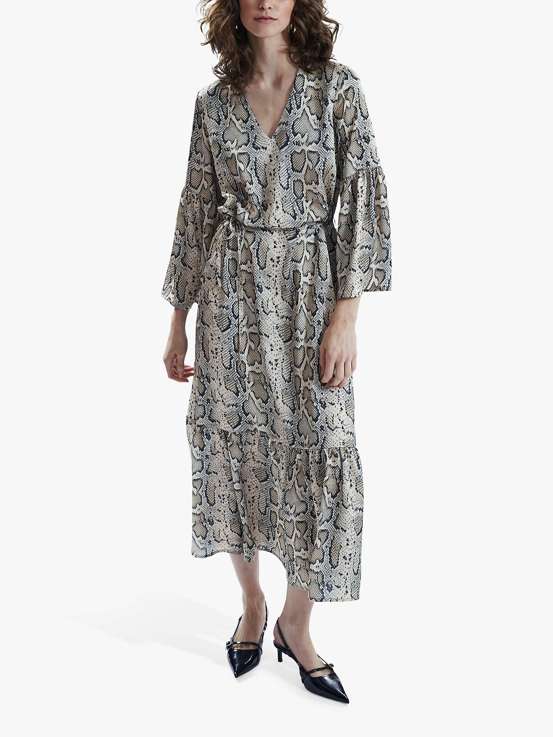 Buy James Lakeland Python Print Belted Midi Dress, Beige/Brown Online at johnlewis.com