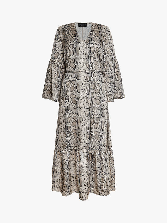 James Lakeland Python Print Belted Midi Dress, Beige/Brown