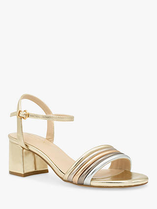 Paradox London Ilaria Metallic Block Heel Tubular Sandals, Gold