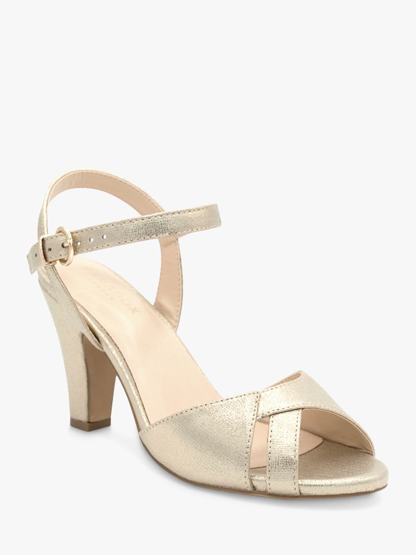 Paradox London Thelma Wide Fit Shimmer Block Heel Sandals, Gold, 9W