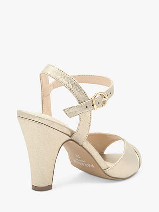 Paradox London Thelma Wide Fit Shimmer Block Heel Sandals, Gold