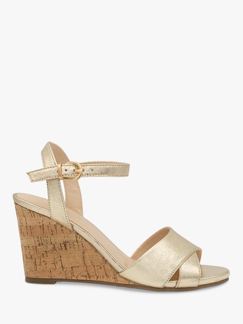 Paradox London Yumi Metallic Wedge Heel Sandals, Gold at John Lewis ...