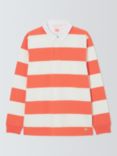Armor Lux Long Sleeve Striped Polo Shirt, Orange/White