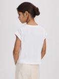 Reiss Kids' Taya Cropped Varsity T-Shirt, White