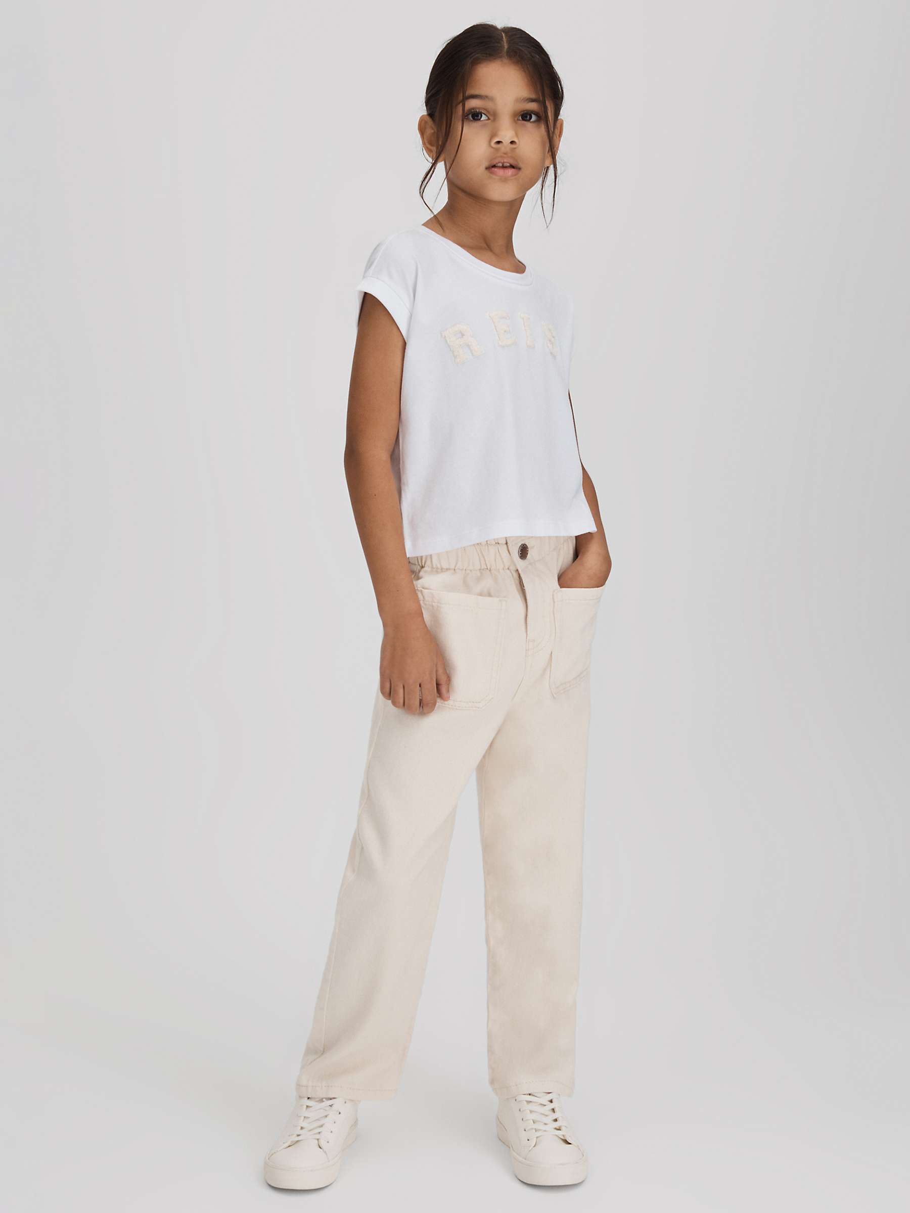 Buy Reiss Kids' Taya Cropped Varsity T-Shirt, White Online at johnlewis.com