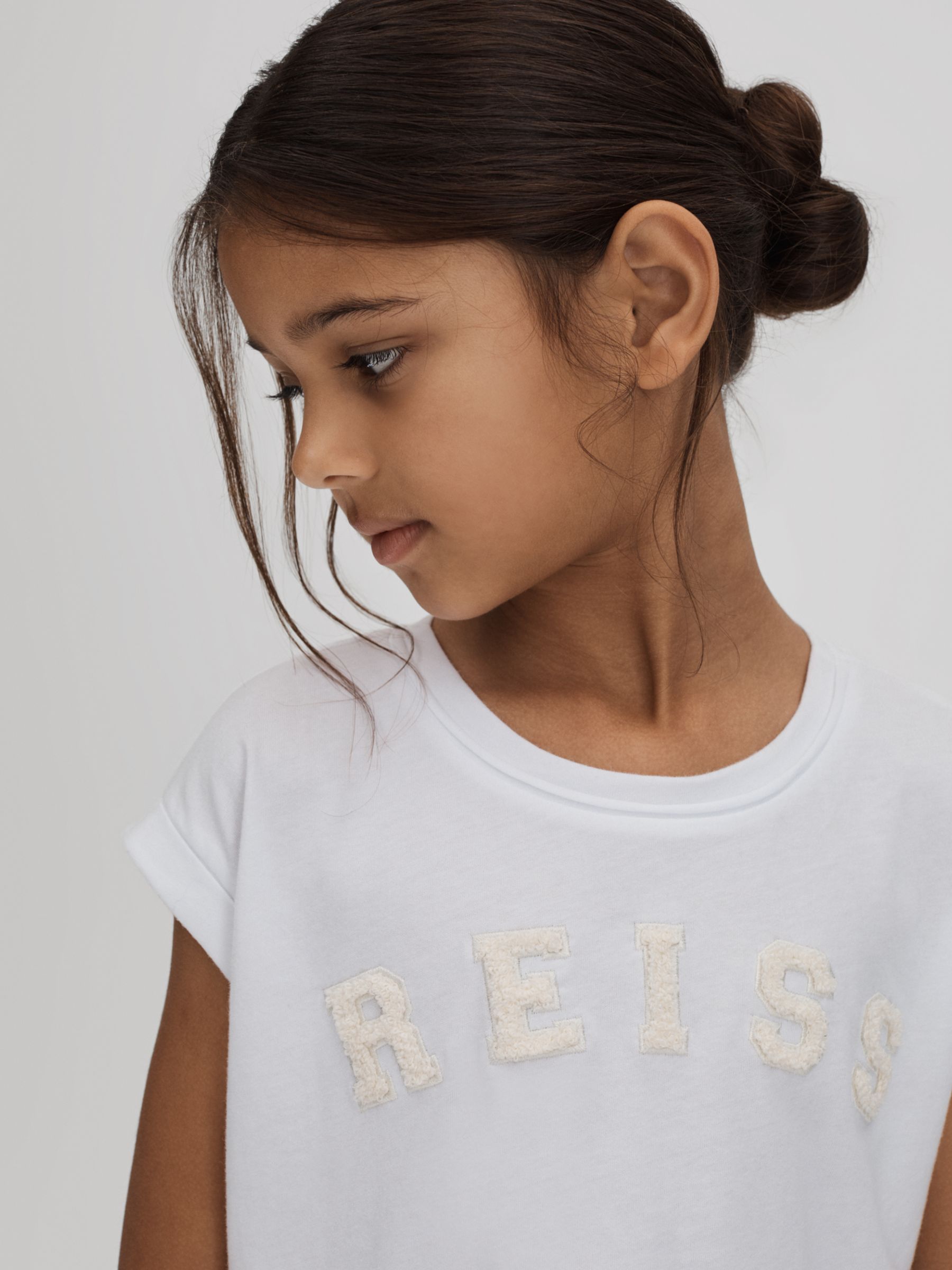 Buy Reiss Kids' Taya Cropped Varsity T-Shirt, White Online at johnlewis.com