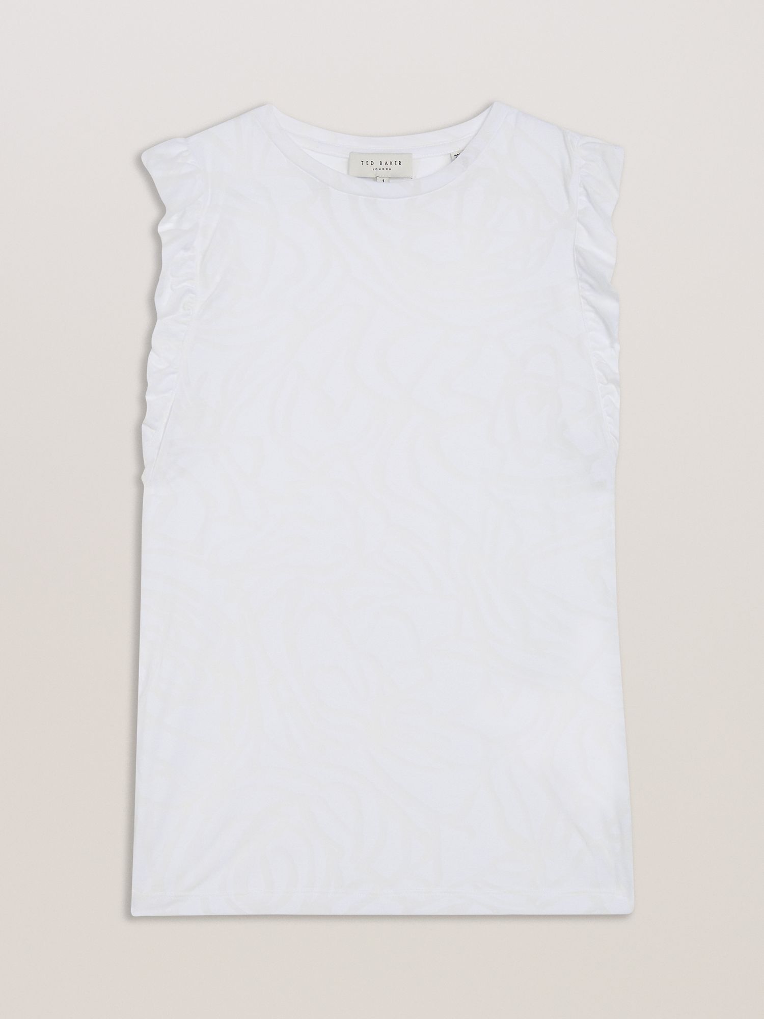 Buy Ted Baker Iilaa Frill Sleeve Burnout Top, White Online at johnlewis.com