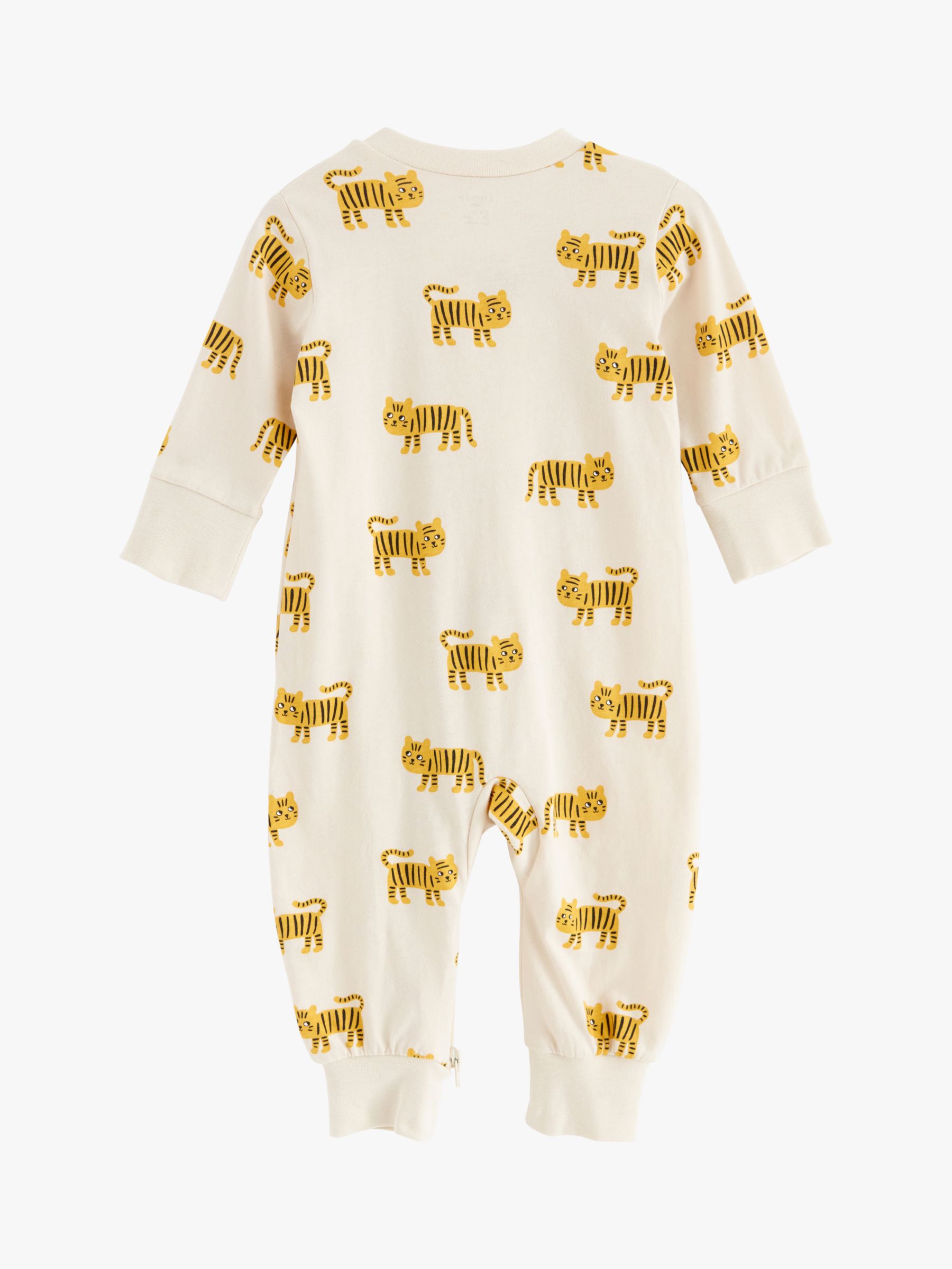 Buy Lindex Baby Organic Cotton Tiger Print Sleepsuit, Light Beige Online at johnlewis.com