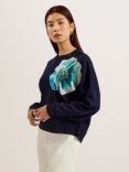 Ted Baker Bayleyy Sequin Graphic Sweatshirt, Navy/Multi