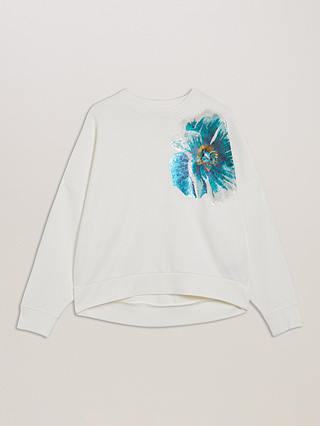 Ted Baker Bayleyy Sequin Graphic Sweatshirt, White/Multi