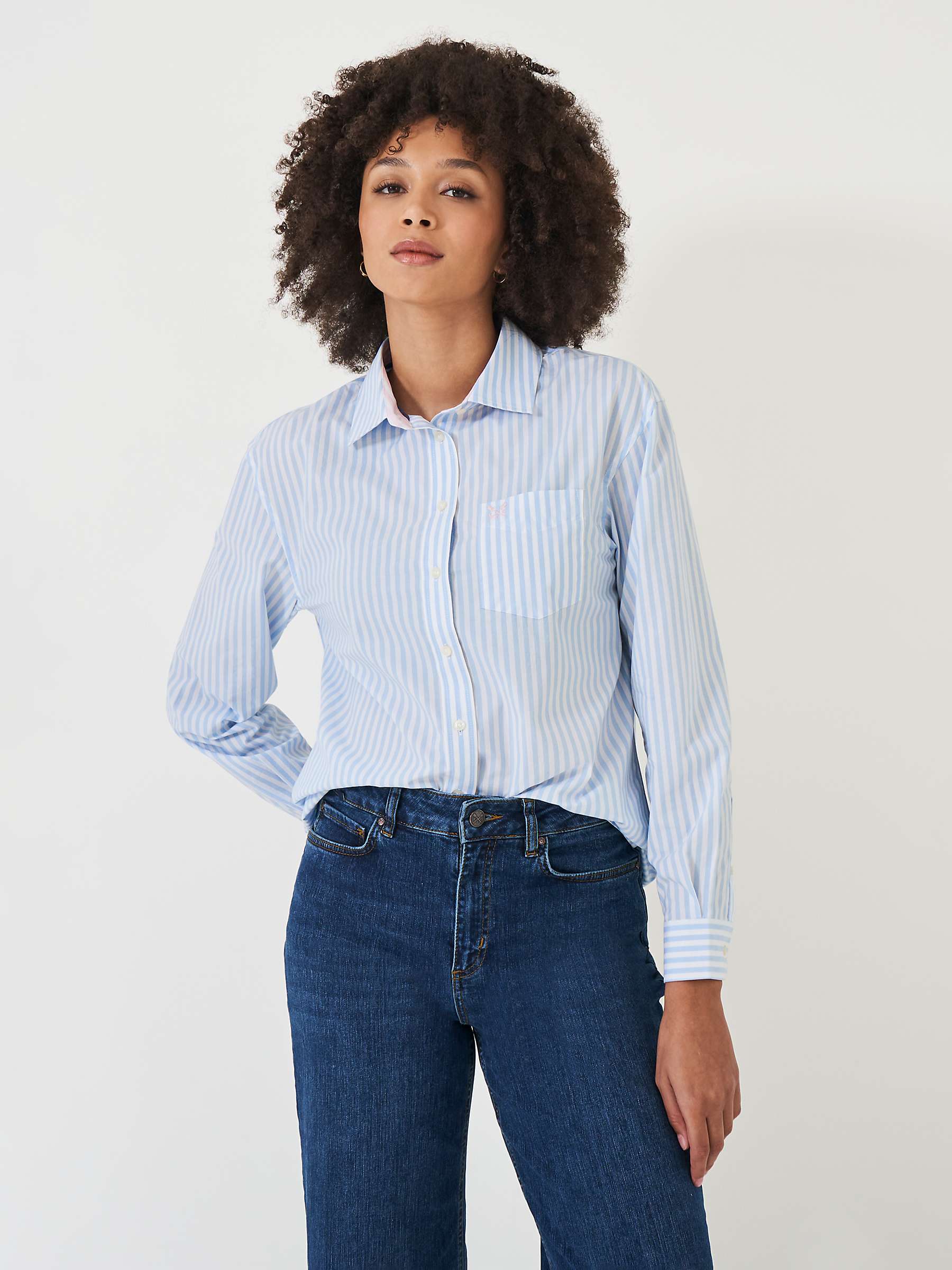 Buy Crew Clothing Relaxed Fit Stripe Shirt, Blue/Multi Online at johnlewis.com