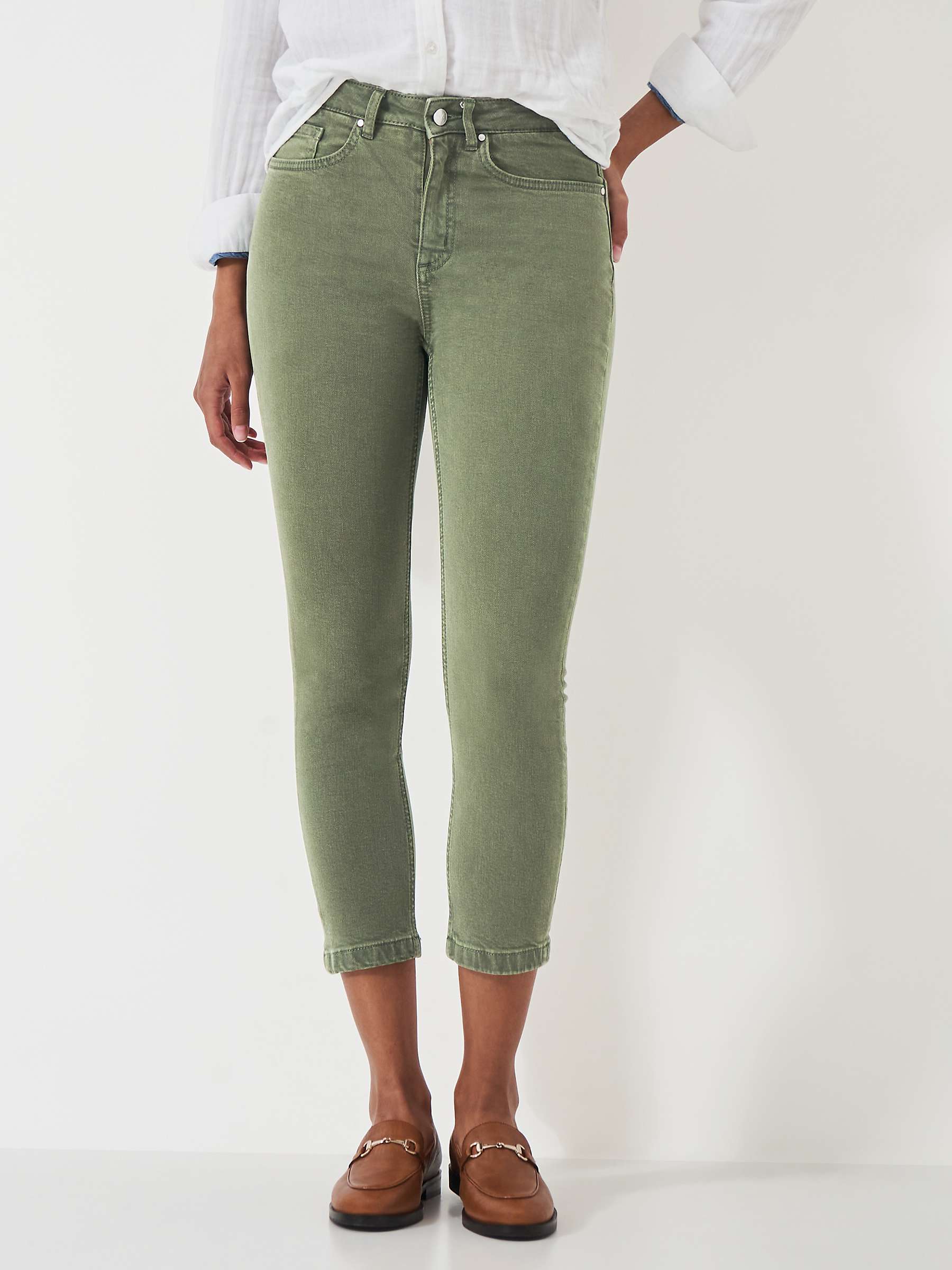 Buy Crew Clothing Cropped Jeans, Khaki Online at johnlewis.com