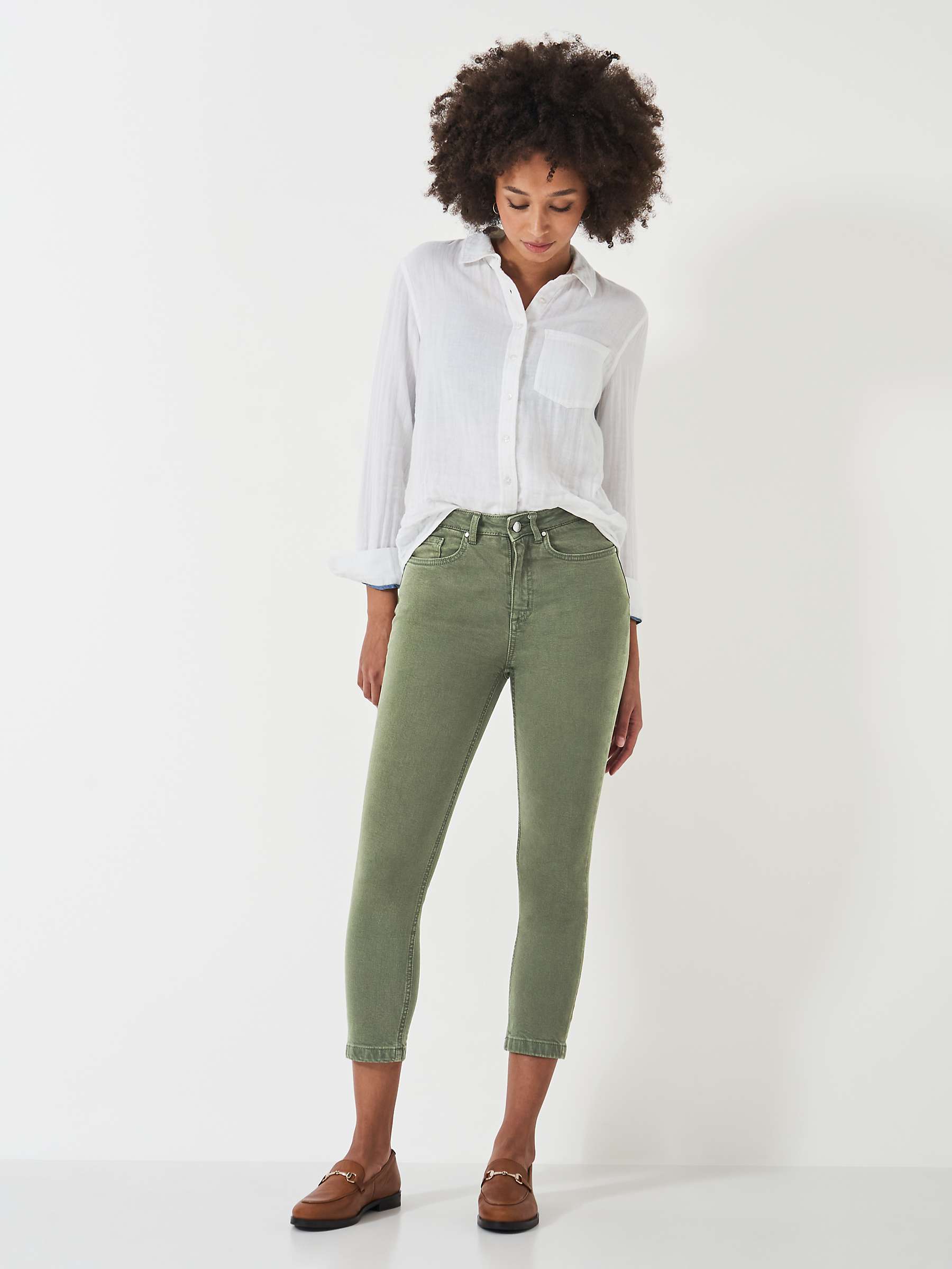 Buy Crew Clothing Cropped Jeans, Khaki Online at johnlewis.com