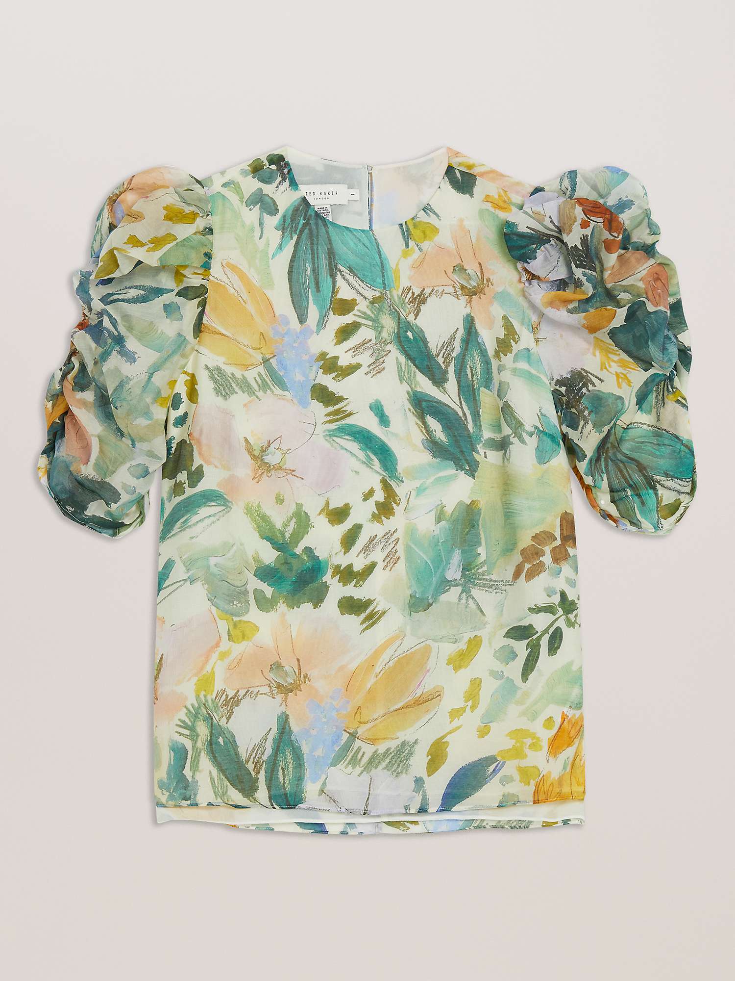 Buy Ted Baker Oasia Pleated Puff Sleeve Top, Natural Ivory Online at johnlewis.com