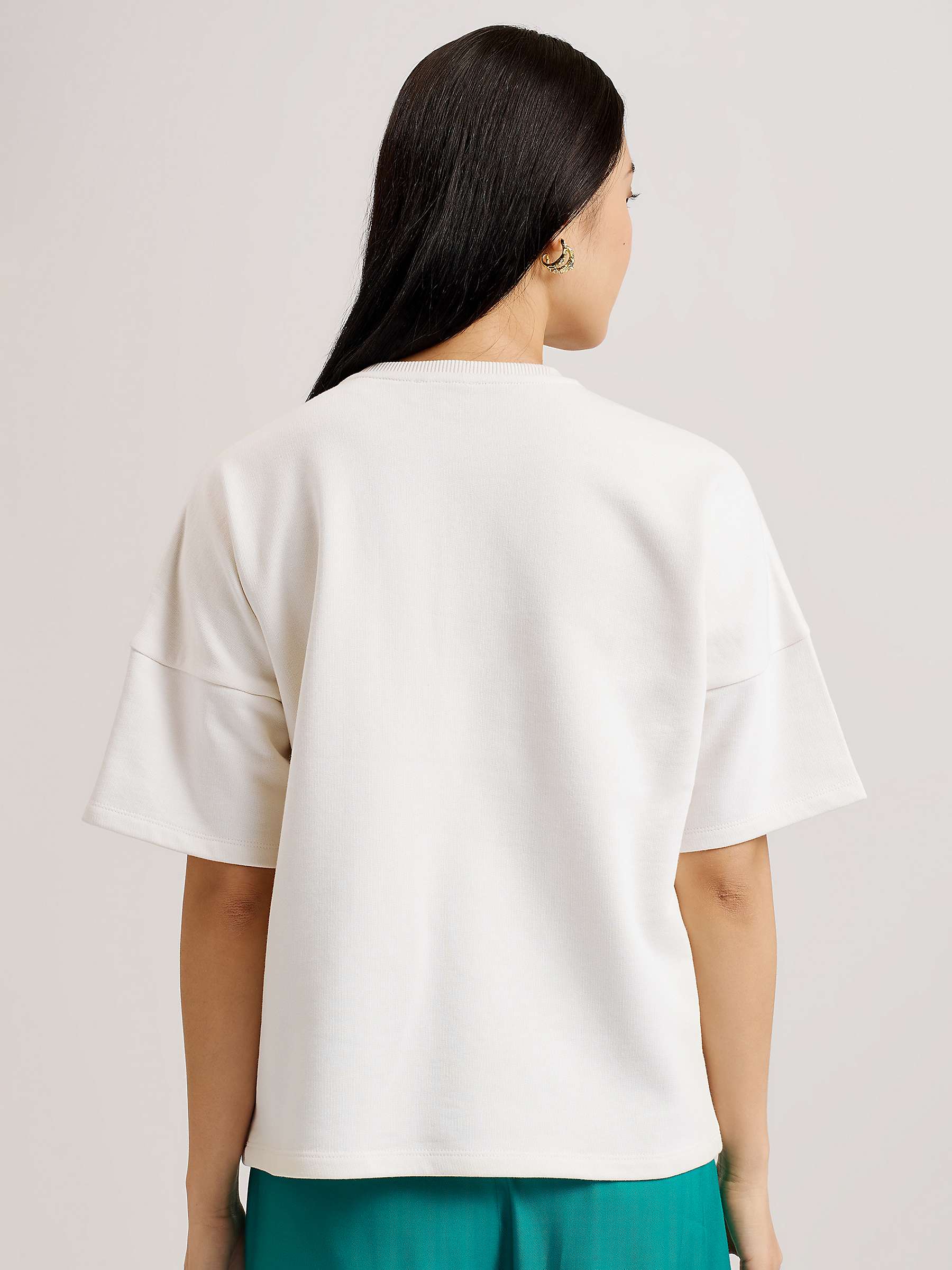 Buy Ted Baker Caraae Sequin Flower Boxy T-Shirt, White/Multi Online at johnlewis.com