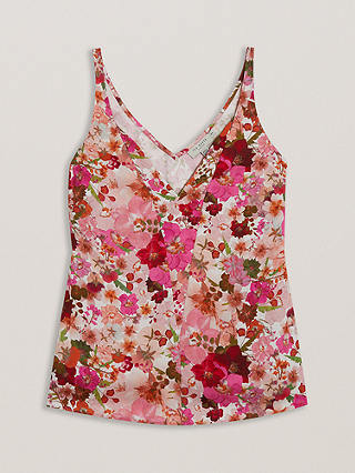 Ted Baker Sorapia Floral Print V-Neck Top, Pink/Multi