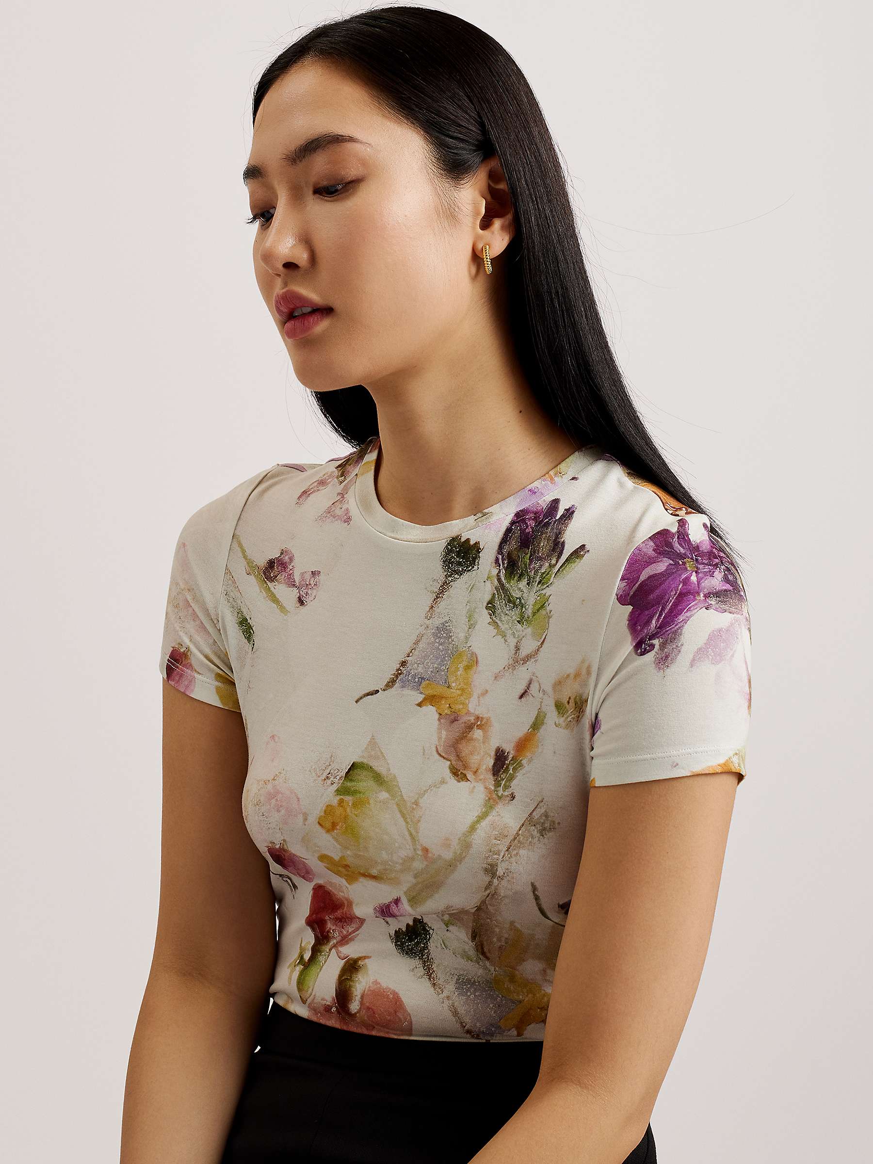 Buy Ted Baker Libbyly Fitted T-Shirt, White/Multi Online at johnlewis.com