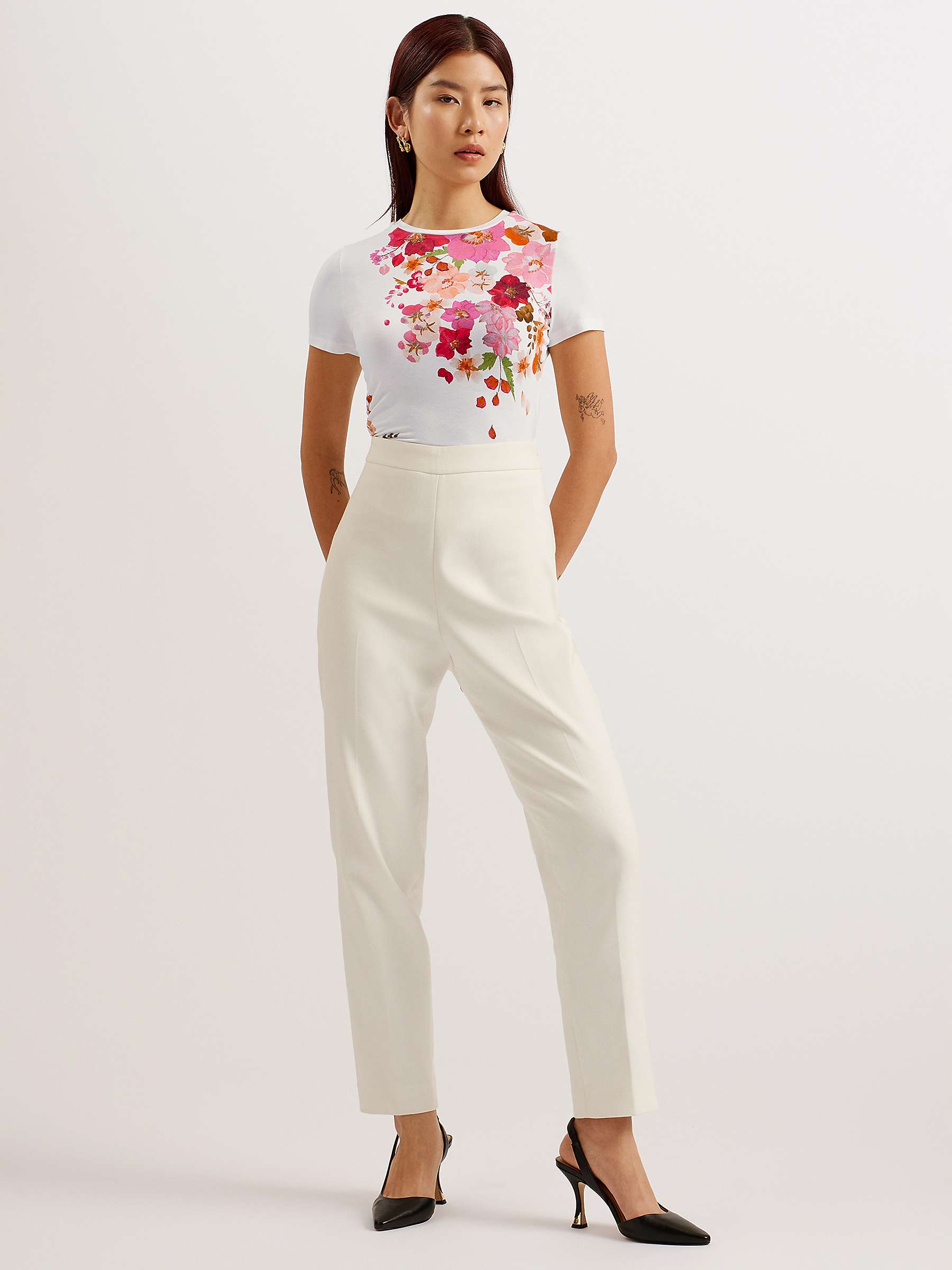 Buy Ted Baker Bellary Floral Fitted T-Shirt, Pink Online at johnlewis.com