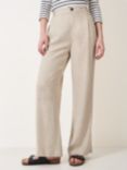 Crew Clothing High Rise Linen Blend Wide Leg Trousers, Natural